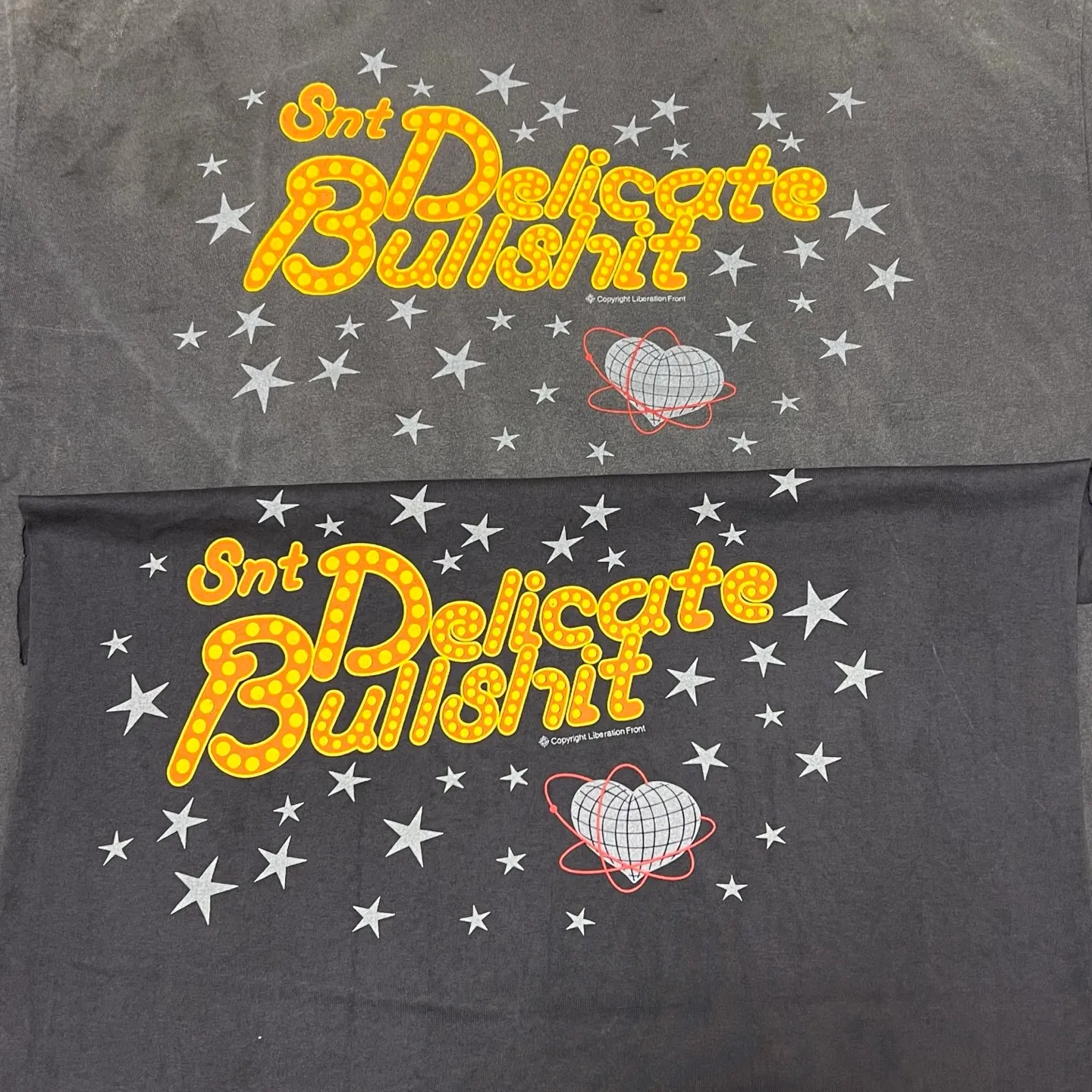 Printing proofing SAINT Mxxxxxx DELICATE BULLSHIT SS TEE/BLK star neon slogan printed TEE washed black S-XL New Vintage washed and distressed ceiling! Loyal to the original version. Main mark and wash mark are matched. Tube-woven fabric without side seams. Non-open version.